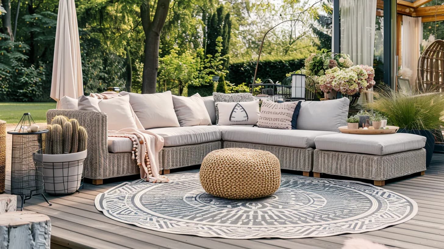 Custom timber deck with outdoor seating area and pergola